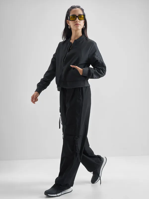  Tokyo Talkies Women Black Bomber Jackets