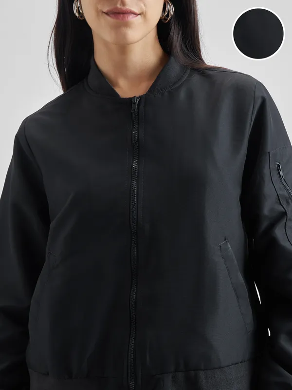  Tokyo Talkies Women Black Bomber Jackets