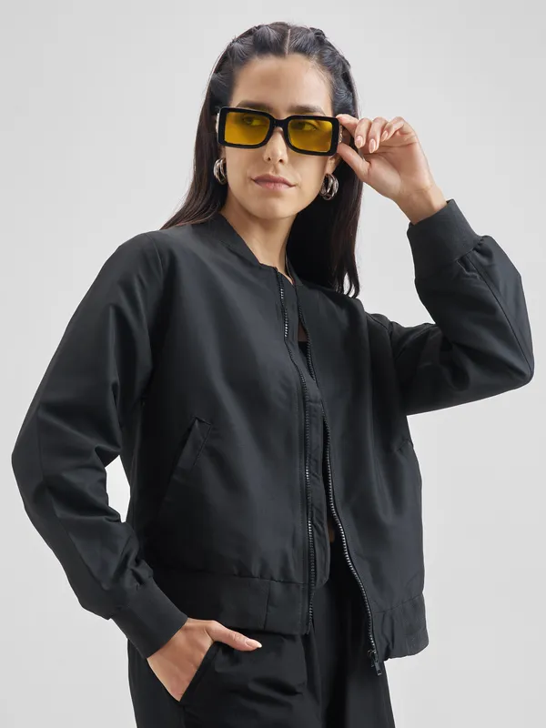  Tokyo Talkies Women Black Bomber Jackets