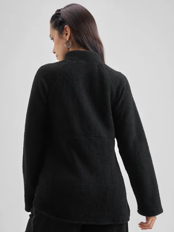 Tokyo Talkies Women Black Open Front Jacket