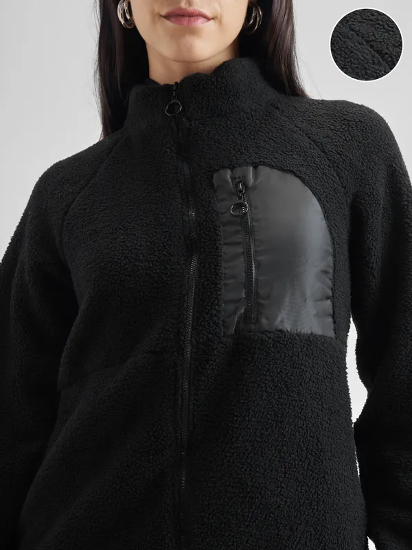 Tokyo Talkies Women Black Open Front Jacket