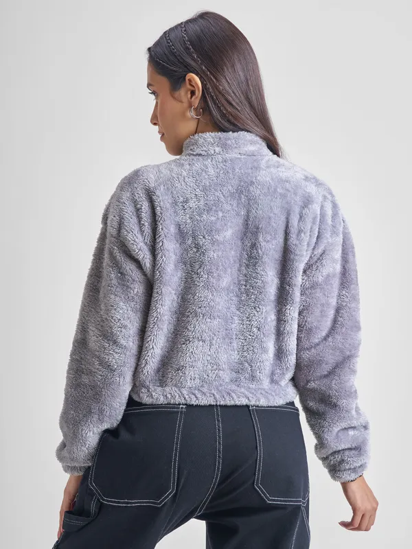 Tokyo Talkies Women Grey Open Front Jacket