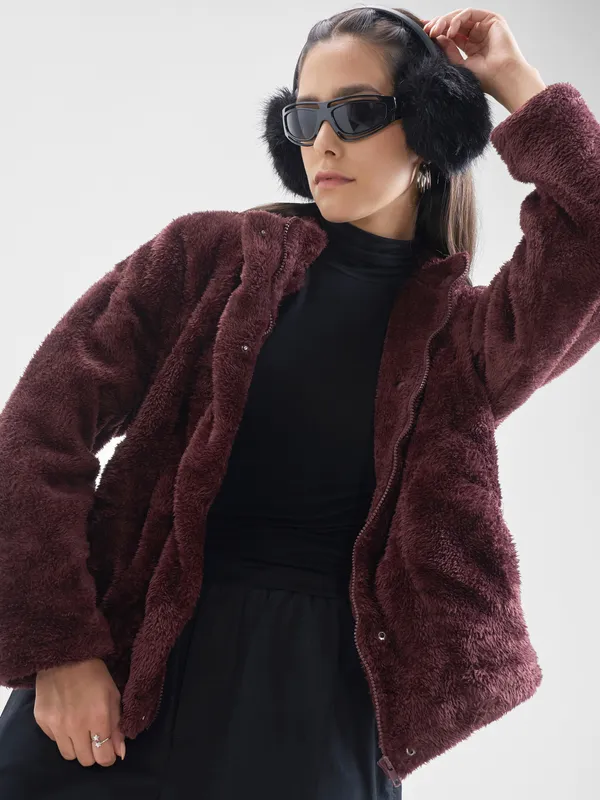 Tokyo Talkies Women Brown Open Front Jacket