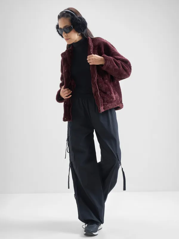 Tokyo Talkies Women Brown Open Front Jacket