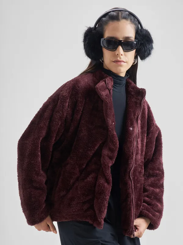 Tokyo Talkies Women Brown Open Front Jacket