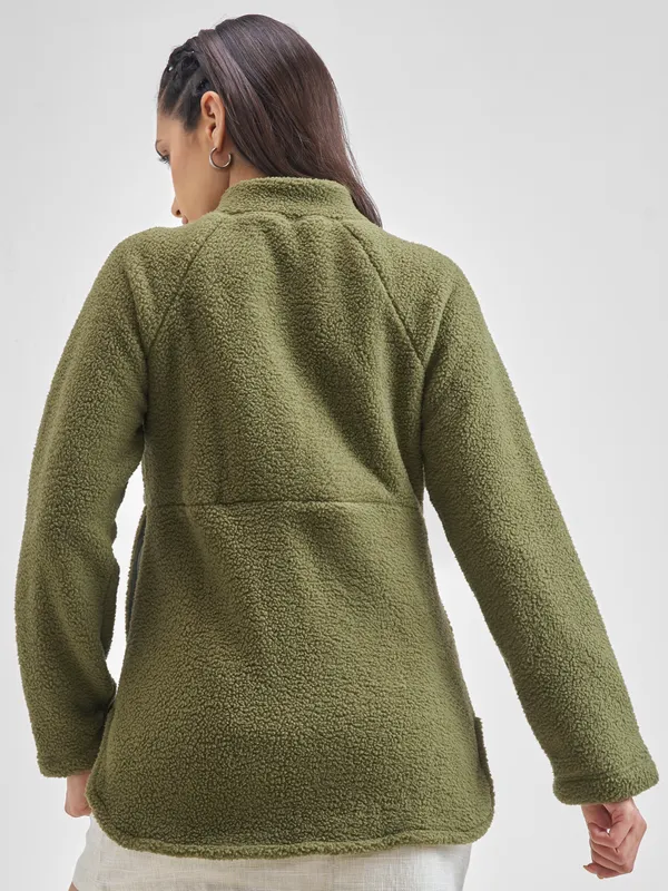 Tokyo Talkies Women Green Open Front Jacket