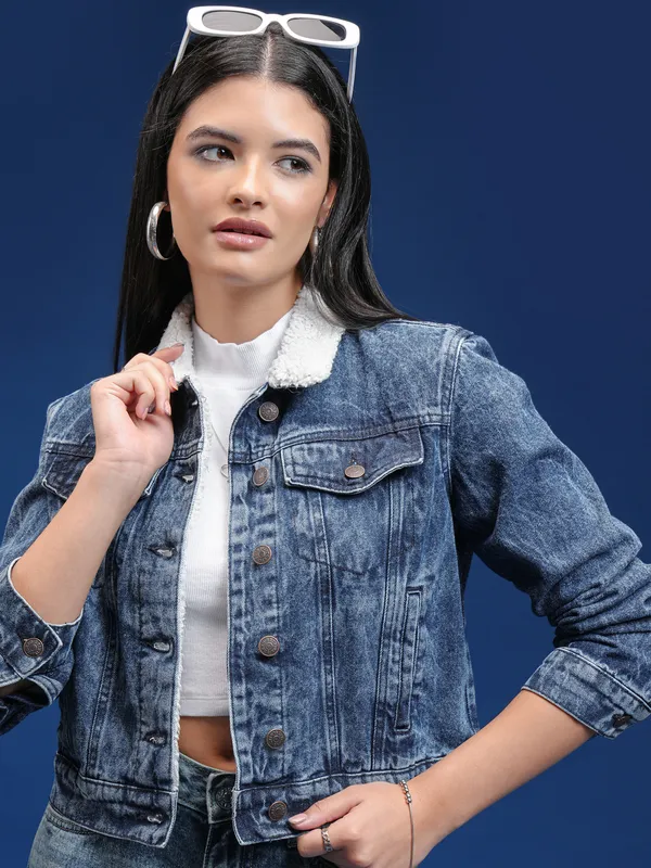 Tokyo Talkies Women Blue Denim Jacket