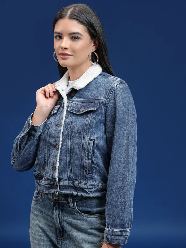 Tokyo Talkies Women Blue Denim Jacket