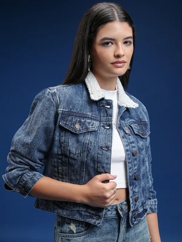 Tokyo Talkies Women Blue Denim Jacket