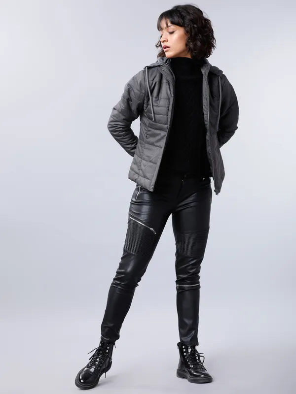 Tokyo Talkies Women Black Puffer Jacket