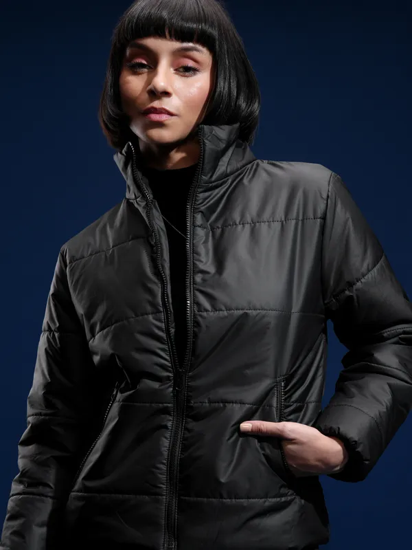 Tokyo Talkies Women Black Solid Puffer Jacket