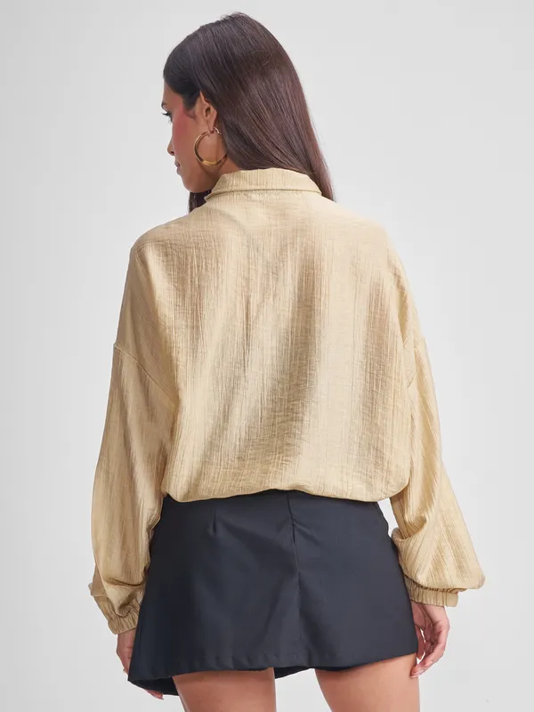 Tokyo Talkies Women Beige Open Front Jacket