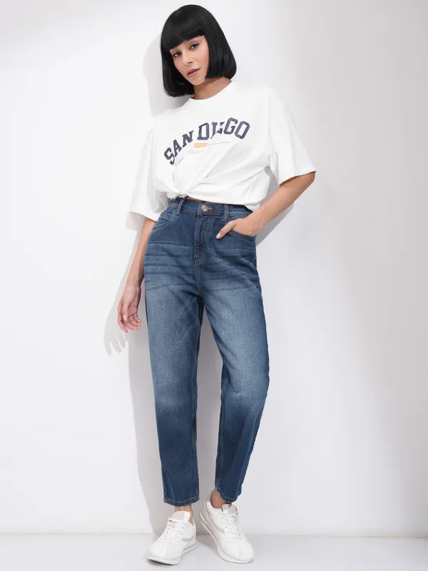 Tokyo Talkies Women Blue Relaxed Fit Clean Look  Jeans