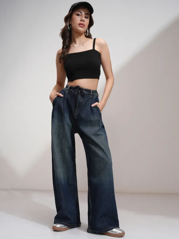 Tokyo Talkies Women Blue Baggy Jeans