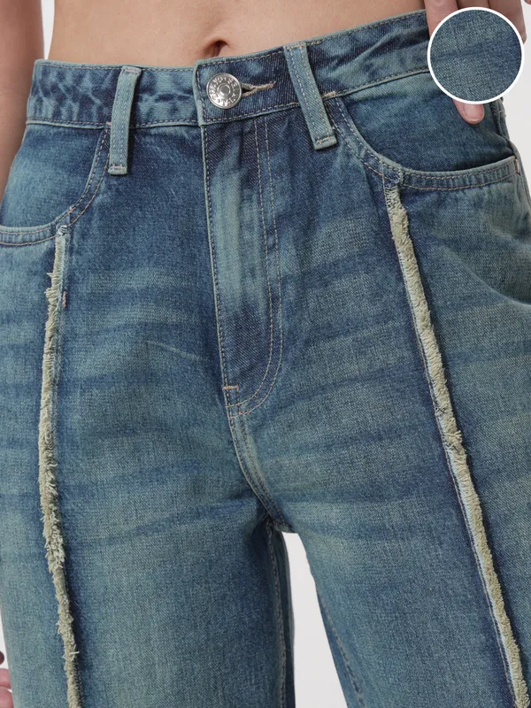 Tokyo Talkies Women Blue Mom Fit Highly Distressed Stretchable Jeans