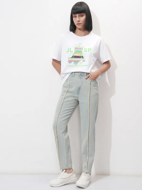 Tokyo Talkies Women Blue Mom Fit Stretchable Jeans