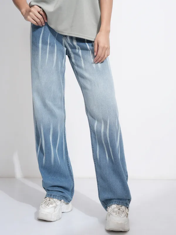 Tokyo Talkies Women Blue Dad Fit Low Distress Stretchable Jeans