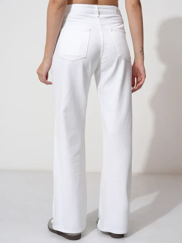 Tokyo Talkies Women White Bootcut Jeans