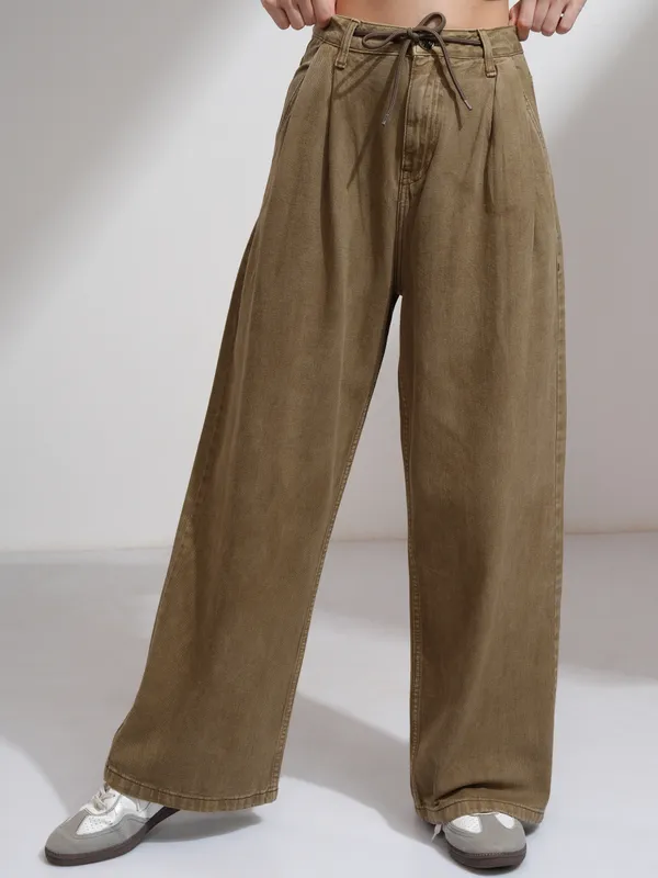 Tokyo Talkies Women Khaki Baggy Stretchable Jeans