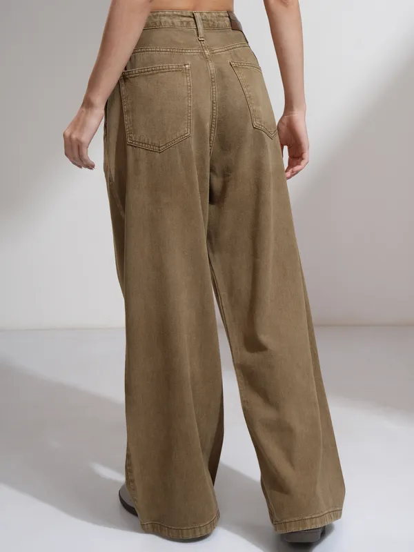Tokyo Talkies Women Khaki Baggy Stretchable Jeans