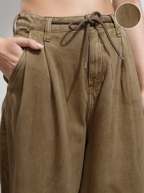 Tokyo Talkies Women Khaki Baggy Stretchable Jeans