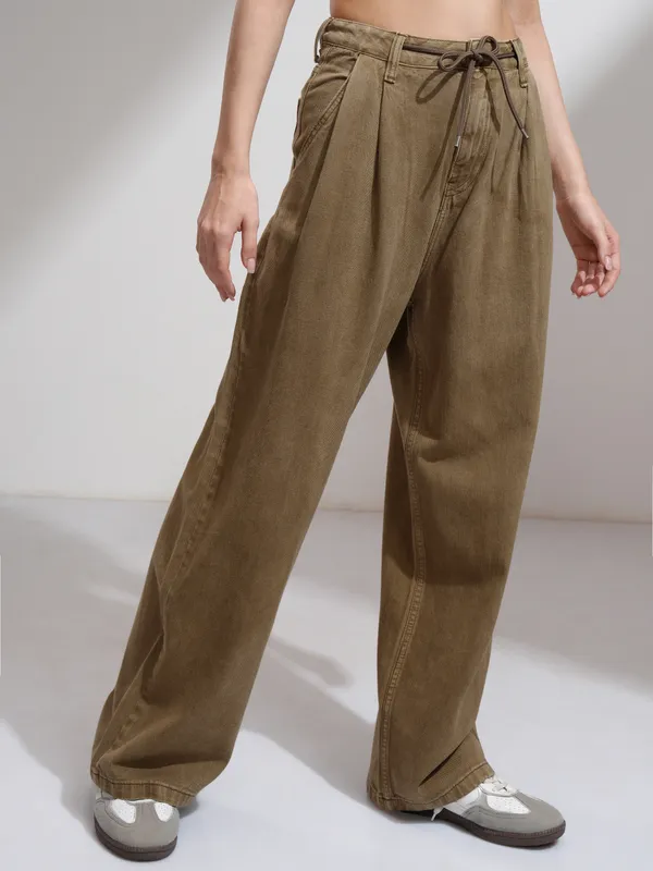 Tokyo Talkies Women Khaki Baggy Stretchable Jeans