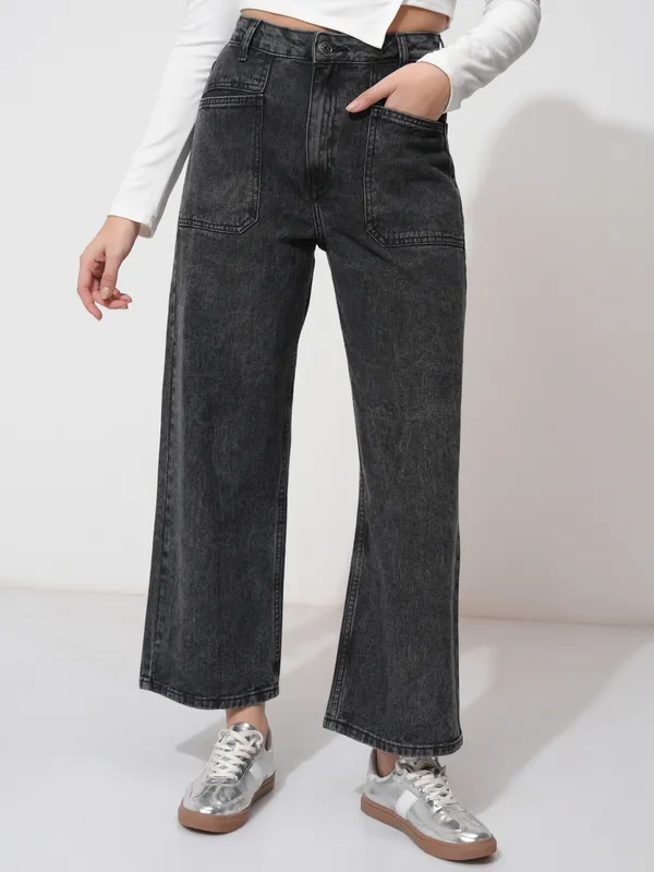 Tokyo Talkies Women Grey Straight Fit Stretchable Jeans