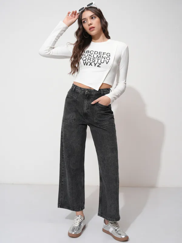 Tokyo Talkies Women Grey Straight Fit Stretchable Jeans