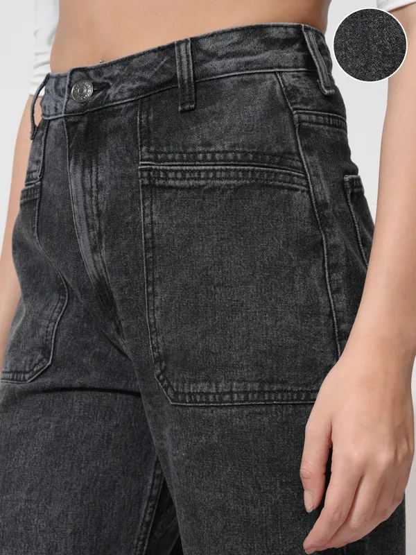 Tokyo Talkies Women Grey Straight Fit Stretchable Jeans