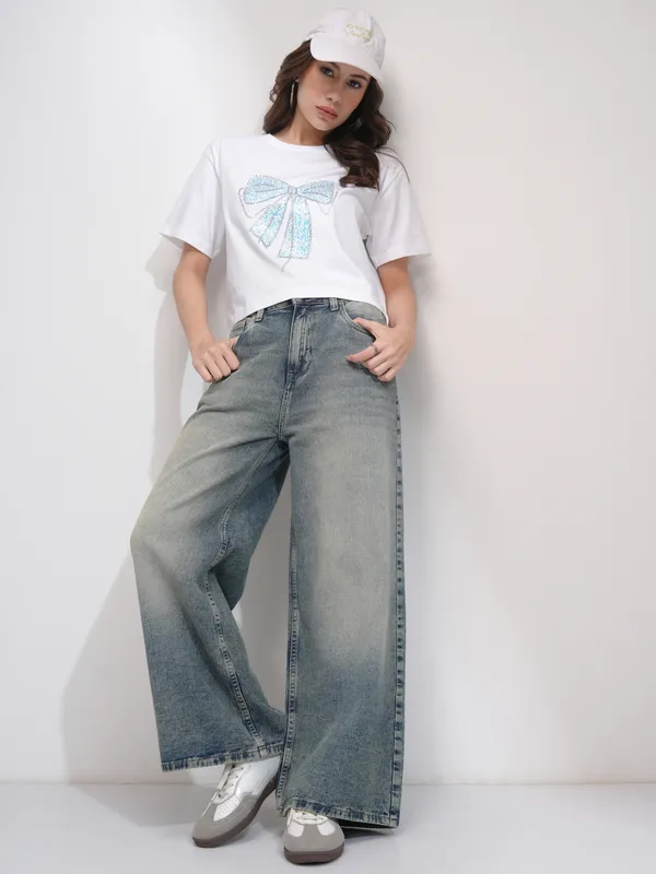 Tokyo Talkies Women Blue Baggy Jeans