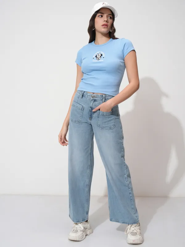 Tokyo Talkies Women Blue Wide Leg Stretchable Jeans