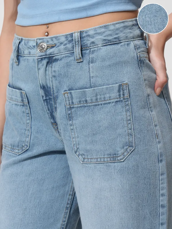 Tokyo Talkies Women Blue Wide Leg Stretchable Jeans