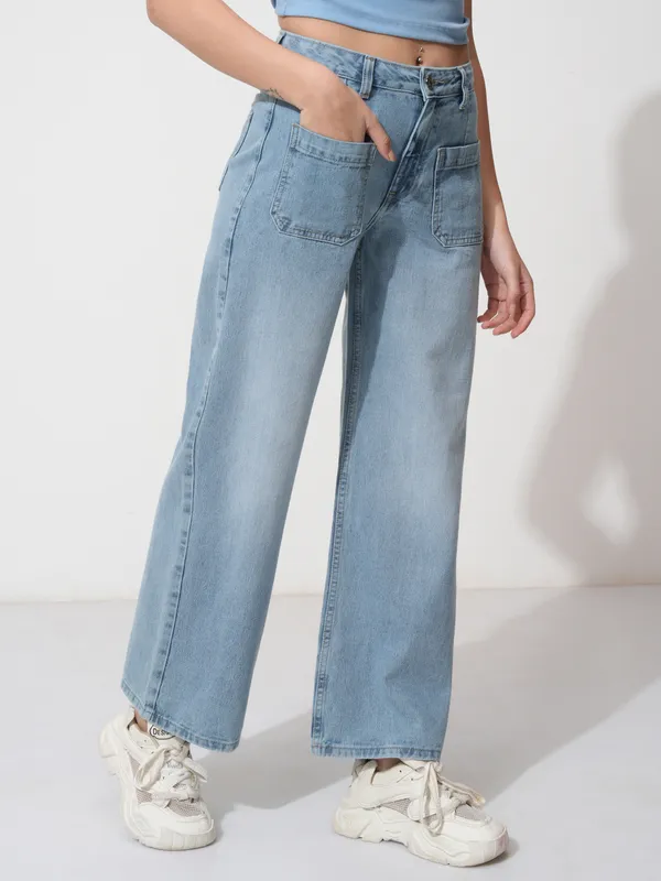 Tokyo Talkies Women Blue Wide Leg Stretchable Jeans