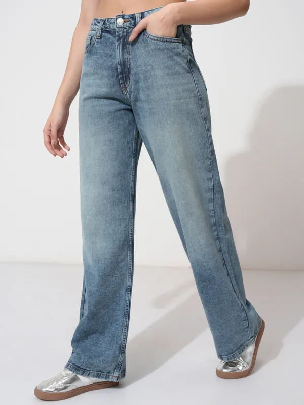 Tokyo Talkies Women Blue Straight Fit Non Stretchable Jeans