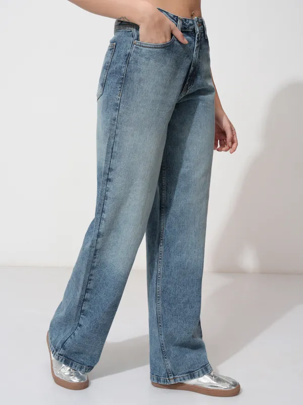 Tokyo Talkies Women Blue Straight Fit Non Stretchable Jeans