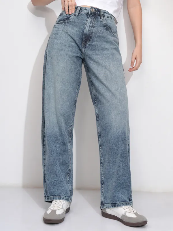 Tokyo Talkies Women Blue Wide Leg Jeans