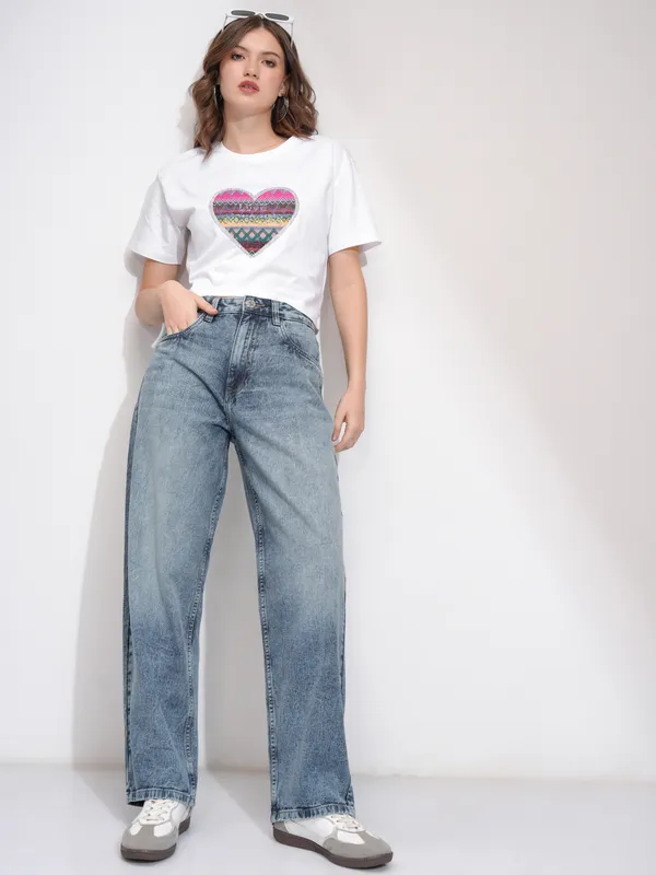 Tokyo Talkies Women Blue Wide Leg Jeans