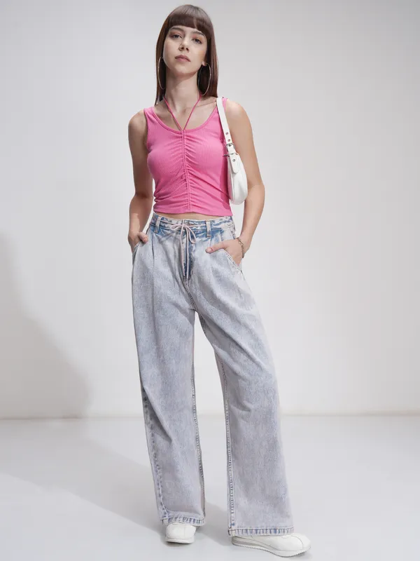 Tokyo Talkies Women Blue Baggy Stretchable Jeans