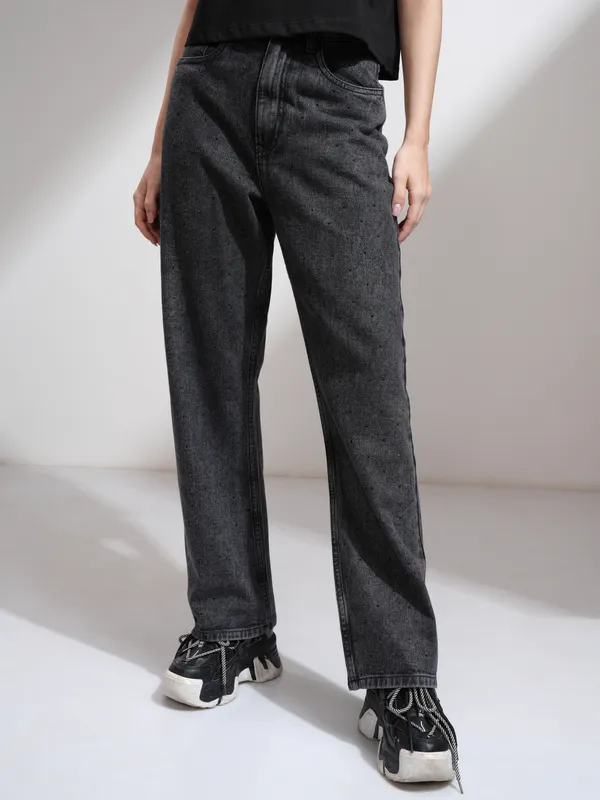 Tokyo Talkies Women Grey Dad Fit Stretchable Jeans
