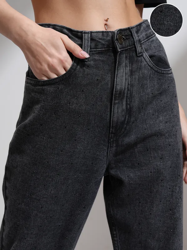 Tokyo Talkies Women Grey Dad Fit Stretchable Jeans