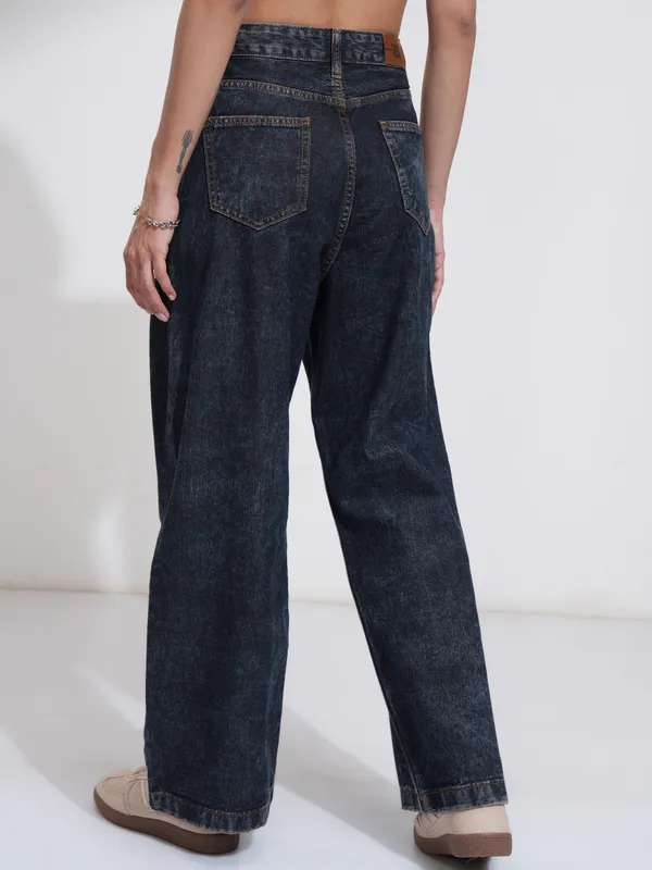 Tokyo Talkies Women Navy Blue Wide Leg Stretchable Jeans