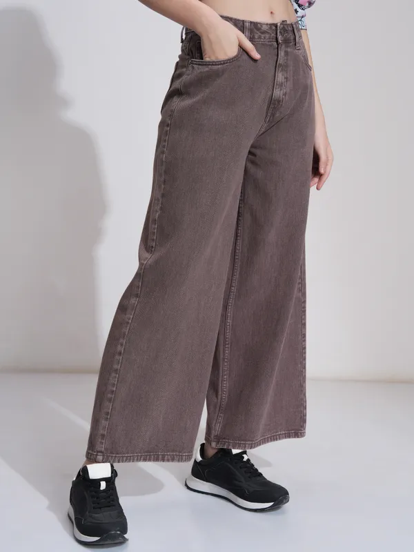 Tokyo Talkies Women Mauve Flared Stretchable Jeans