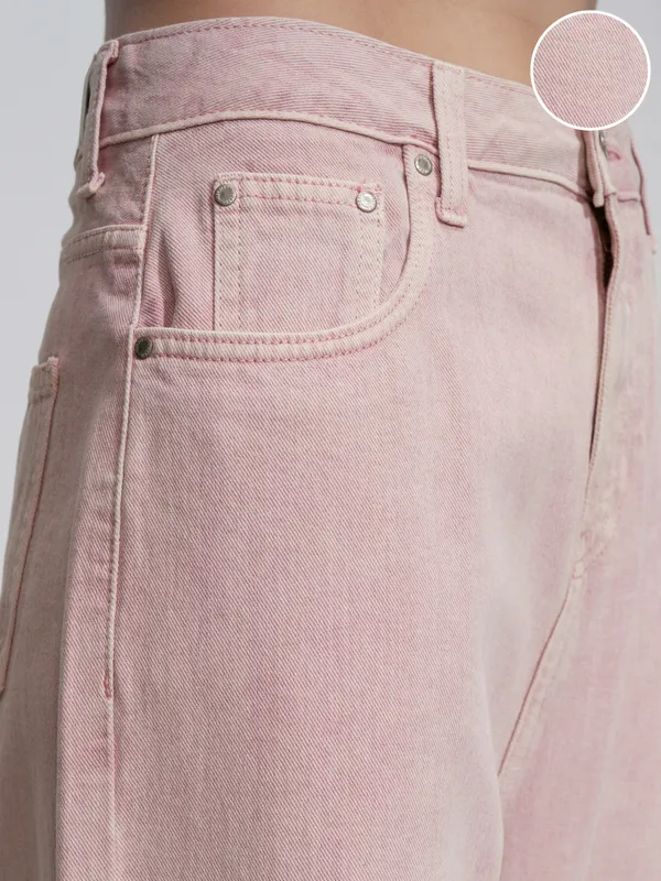 Tokyo Talkies Women Pink Wide Leg Stretchable Jeans