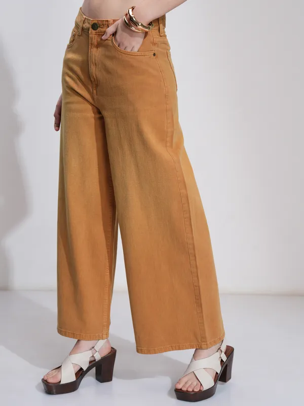 Tokyo Talkies Women Rust Flared Stretchable Jeans