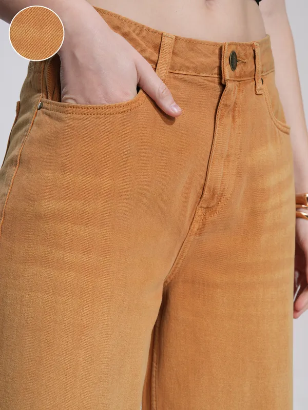 Tokyo Talkies Women Rust Flared Stretchable Jeans