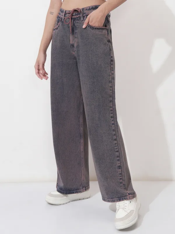 Tokyo Talkies Women Mauve Dad Fit Stretchable Jeans