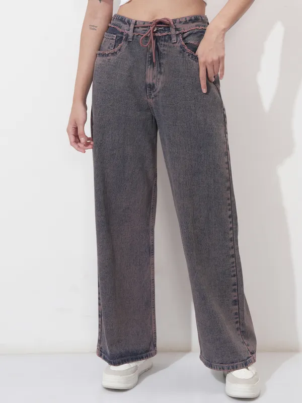 Tokyo Talkies Women Mauve Dad Fit Stretchable Jeans