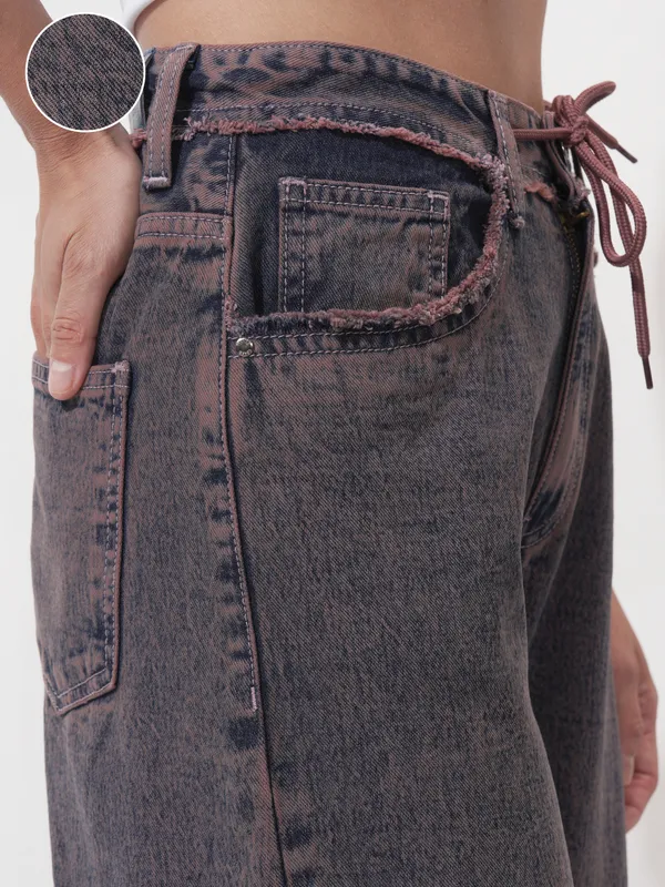 Tokyo Talkies Women Mauve Dad Fit Stretchable Jeans