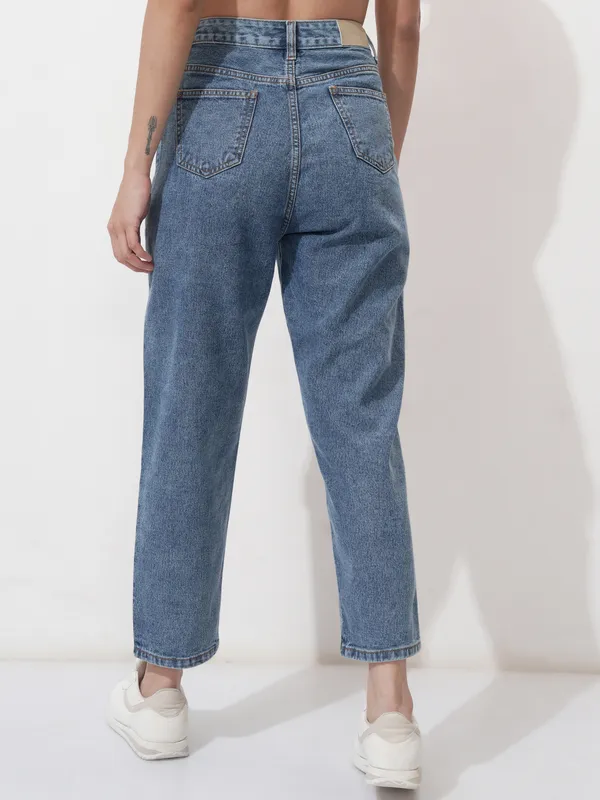 Tokyo Talkies Women Blue Mom Fit Stretchable Jeans