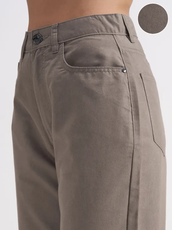 Tokyo Talkies Women Taupe Wide Fit Stretchable Jeans